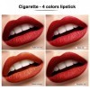 Rouge À Lèvres 4 Pièces, Cigarettes Rouge À Lèvres Mat Longue Tenue Velours Ensembles Maquillage Rouge À Lèvres Velouté 4 Cou