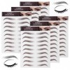 Sibba Lot de 6 feuilles de tatouages 4D pour sourcils - Marron - Imperméable - Pour sourcils - Pour femme et fille