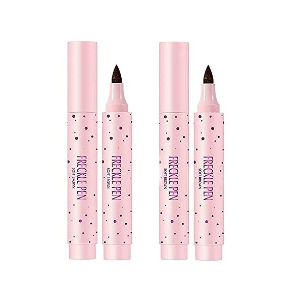 2 Colors Freckle Pen,Natural Lifelike Fake Freckles Makeup Pen, Magic Freckle Color Makeup Tool, Long-Lasting and Waterproof 