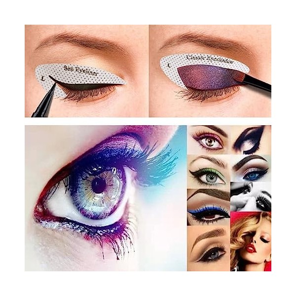 PLABBDPL pochoir eyeliner 4 Paquets Sticker Pochoir Fard à Paupières Eyeliner, dautocollants auxiliaires pour fard à paupièr