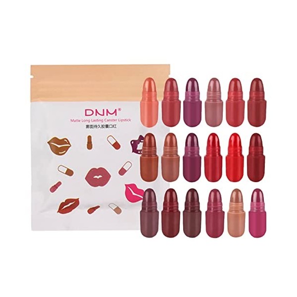 Mini Cap-sule Lipstick,18 Couleurs Cap-sule Lipstick Set,ensemble De Rouge À Lèvres Mini Cap-sule Mignon,Maquillage De Longue