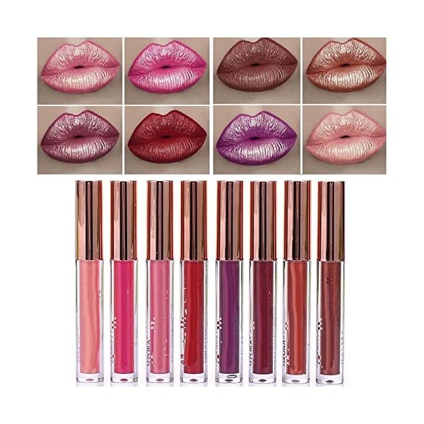 Matte Glitter Lipstick Metallic Pearl Lip Gloss Waterproof Lasting, Glitter Lip Gloss, Non-Stick Cup Lip Tint,diamond cup Co