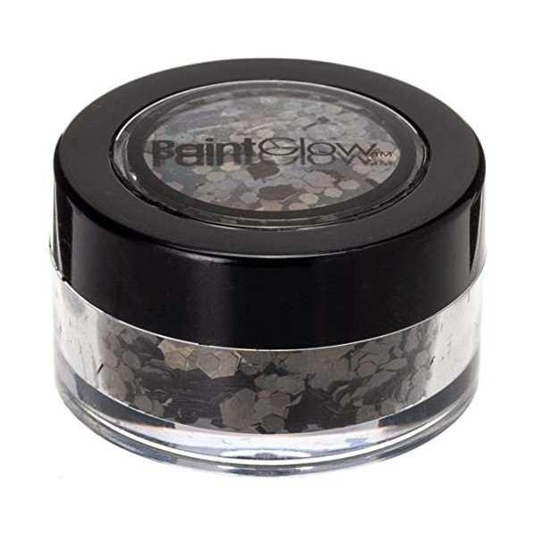 PaintGlow Grosses paillettes cosmétiques pour cheveux, visage et corps Noir entchantresse 3 g