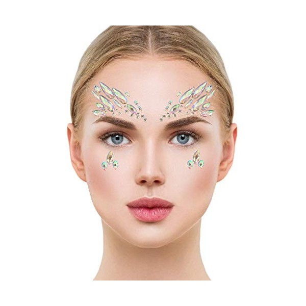  STYLE 02 - Glamza Face Crystal Sticker 6 Gems Set Women Mermaid Rave Festival Glitter Rhinestone Temporary Tattoo Face Jewe