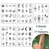 WOOXDYUK 5 Feuilles Kits de Tatouage temporaire,Bohème, Faux Autocollants de Tatouage, Tatouages Tribaux en Dentelle, Lotus-L