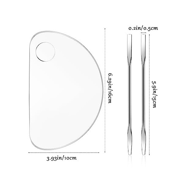 Palette cosmétique transparente en acrylique, palette de maquillage 2 pièces avec spatule Spatule en métal transparent adapté