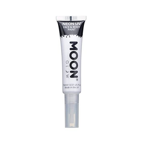 Peinture néon UV visage et corps avec pinceau de Moon Glow - 15ml - Blanc