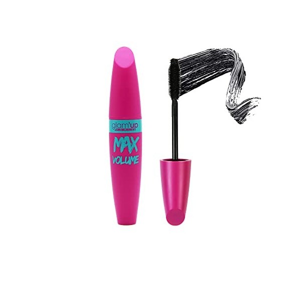 GlamUp Paris - Mascara Volume Max - Effet Volumateur - Haute Définition - Brosse Souple - Facile à Utiliser - Noir