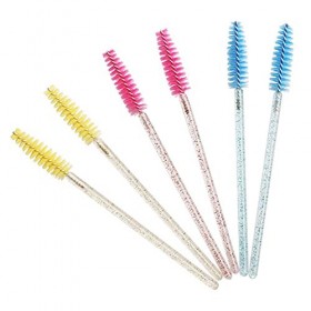SueSupply 100pcs Bosses à Cils Jettables, Pinceaux à Cils Jettables, Cils Goupillon, Brosse à Sourcilles, Mascara Mascara Bro