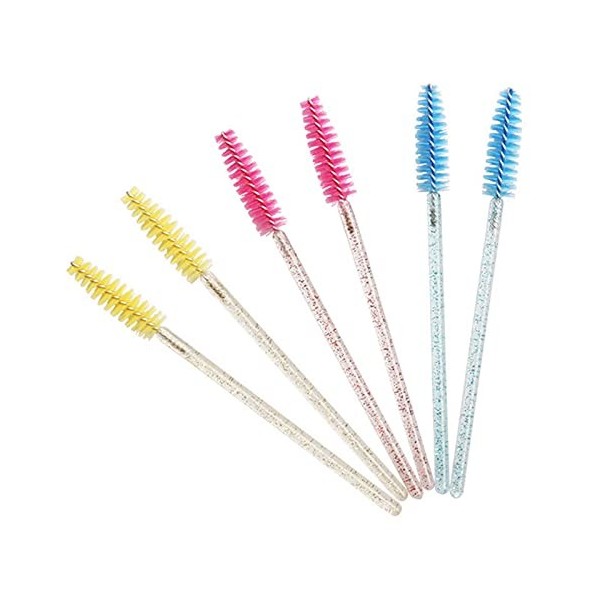 SueSupply 100pcs Bosses à Cils Jettables, Pinceaux à Cils Jettables, Cils Goupillon, Brosse à Sourcilles, Mascara Mascara Bro