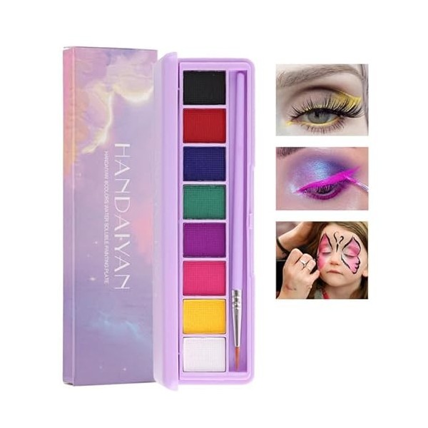 Palette deyeliner Activé par Leau, Eye-liner Mat, Eyeliner Colour, 8 Couleurs Eye-liner UV Brillant, Crayon Yeux Waterproof