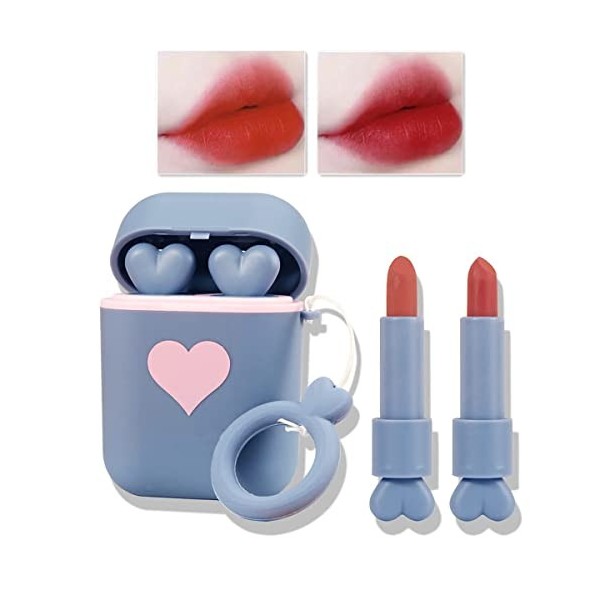 Ensemble de rouge à lèvres mat, 2 pièces/ensemble découteurs brillant à lèvres bicolore, kit cadeau de maquillage de rouge à