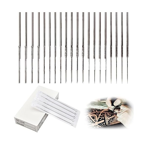 REQAG 20pcs Aiguilles de Tatouage 1/3/5/7/9 RL Professionnel Stériles Aiguilles de Tatouage en Acier Inoxydable Melangees,pou