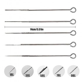REQAG 20pcs Aiguilles de Tatouage 1/3/5/7/9 RL Professionnel Stériles Aiguilles de Tatouage en Acier Inoxydable Melangees,pou