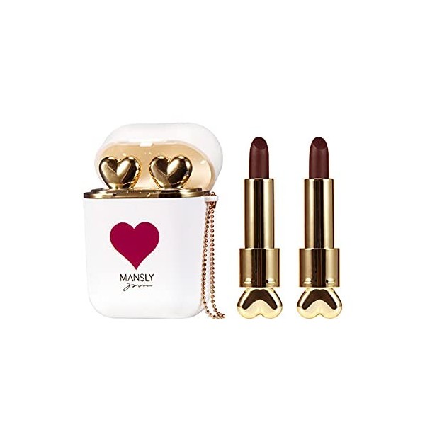 AEROBATICS 2PCS Portable Heart Matte Lipstick, Écouteurs Style Longue Durée Imperméable Velours Lip Gloss Set, Maquillage pou