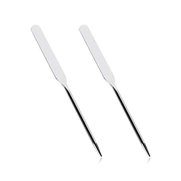 2pcs Spatule de Maquillage en Métal, Spatule Maquillage Acier Inoxydable Makeup Spatula Longue Spatule de Dépôt de Maquillage