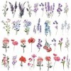 Lot de 15 feuilles de tatouages temporaires pour femmes, aquarelle, lavande, faux tatouages roses, imperméables, mignons, tat