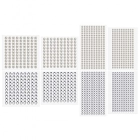 1200pcs/8 Feuilles Gemmes Visage, 4 Tailles Strass Visage pour Maquillage, Autocollant Bijoux Diamant Visage Festival Autocol