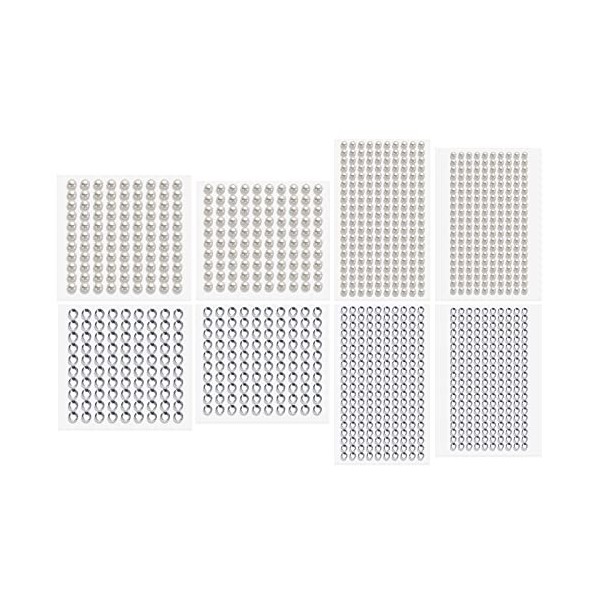 1200pcs/8 Feuilles Gemmes Visage, 4 Tailles Strass Visage pour Maquillage, Autocollant Bijoux Diamant Visage Festival Autocol