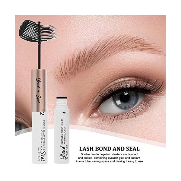 Lash Glue Bond and Seal Long Lasting Strong Hold Waterproof 2 in 1 Cluster Eyelash Glue - Cluster Lashes Glue Bond and Seal, 