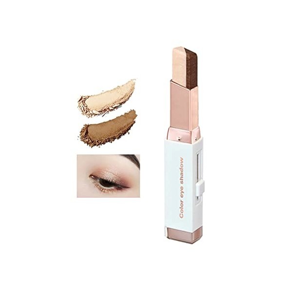 Two-Tone Eyeshadow Stick | Eye Shadow Stick Waterproof Double Colors Gradient Shimmer Eyeshadow Pen. Lazy Two Colors Glitter 