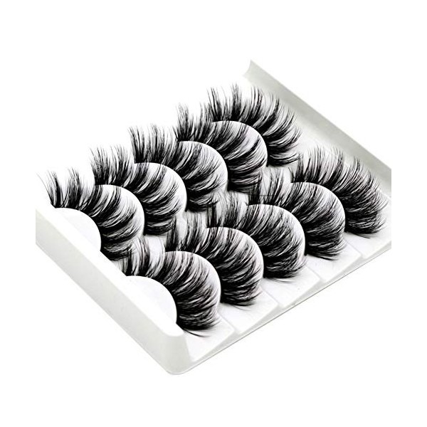 Faux Cils Naturel, 5 Paires Faux Cils 3D Réutilisables sans Colle Faux cils Artificiels Naturels Longs noirs Purs à la main a