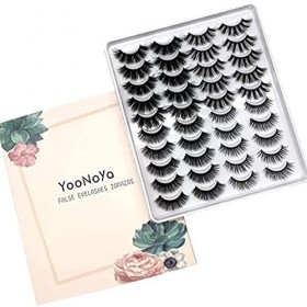 Faux Cils Naturel Faits à la Main, yooNoya 20 Paires Faux Cils en 4 Modèles, 3D Faux Cils Autoadhésif Réutilisable, Confortab