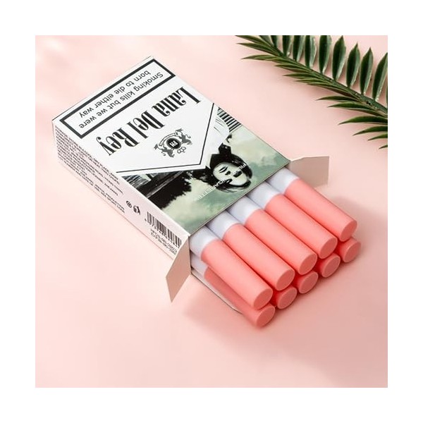 Lana Del Rey Lipstick Cigarettes Glossy 10 Colors Lip Tint, 10 pcs Longue Duree Matte Lip Glossy Lip Glossy Boîte de 10 Rouge