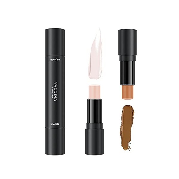 Duo Contour Stick – Crayon de lumière et dombre, texture crémeuse et finition mate pour le visage de "Linble" 1 ombre fonc