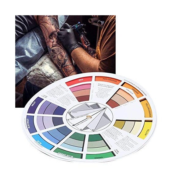 Roue de Couleur Pigment de Tatouage Encre de Tatouage Tableau de Roue de Couleur Guide de Couleur de Mélange de Pigments de T