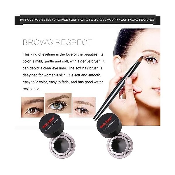 Eyeliner liquide, eye-liner gel noir et marron, eye-liner imperméable, ensemble deye-liner longue durée, eye-liner de couleu