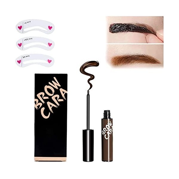 Brow Tattoo Gel Tint, Peel Off Tattoo Eyebrow Gel,Waterproof Eyebrow Gel With Eyebrow Stencil,Long Lasting Waterproof Eyebrow