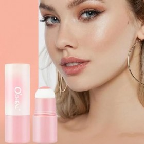 Bâton de fard à joues imperméable avec tête en éponge pour éclaircir le visage contour girly éponge maquillage bâton avec blu