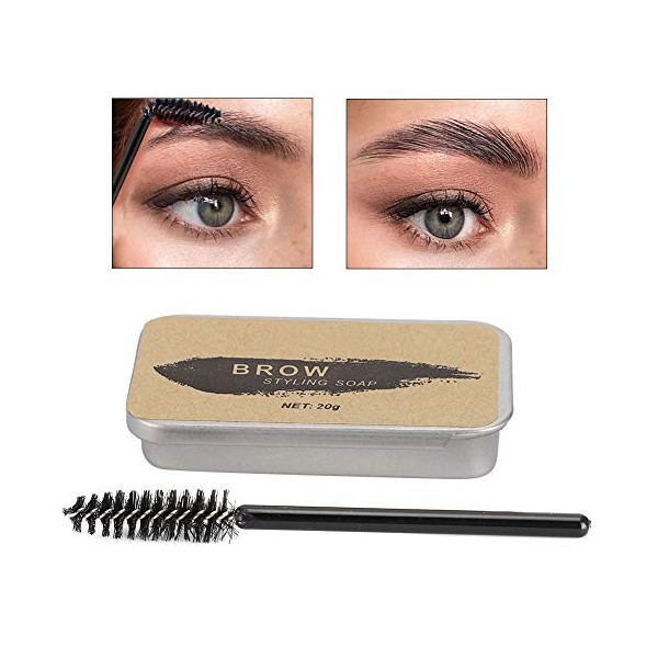 Baume de Maquillage pour Sourcils, Crème à Sourcils 0,7 Oz, Multifonction, Léger, Portable, Extrait de Plante avec Brosse en 