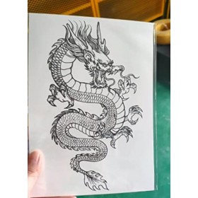 Tatouages temporaires pour le corps - Motif dragon - Étanche - Pour homme et femme - Noir