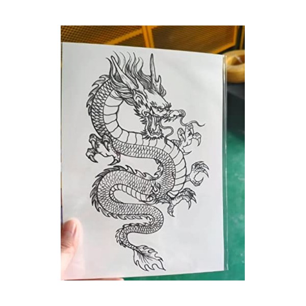 Tatouages temporaires pour le corps - Motif dragon - Étanche - Pour homme et femme - Noir