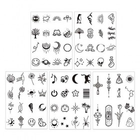 5 Feuilles Tatouages Autocollants Tattoo Temporaires Faux Tatouage Imperméables Pour Enfants Adultes Hommes Et Femmes