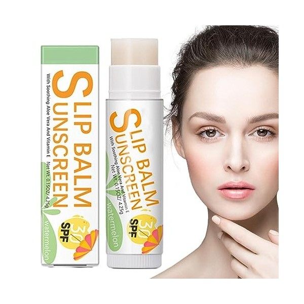 Baume à Lèvres Solaire, Crème solaire pour les lèvres Bum Sun SPF30, Crème solaire hydratante pour les lèvres, crème solaire 