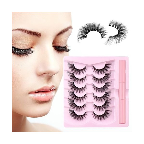 Faux cils,Faux cils 3D aux yeux de renard, aspect naturel dramatique - Paquet de 6 paires de faux cils vaporeux, paquet de fa