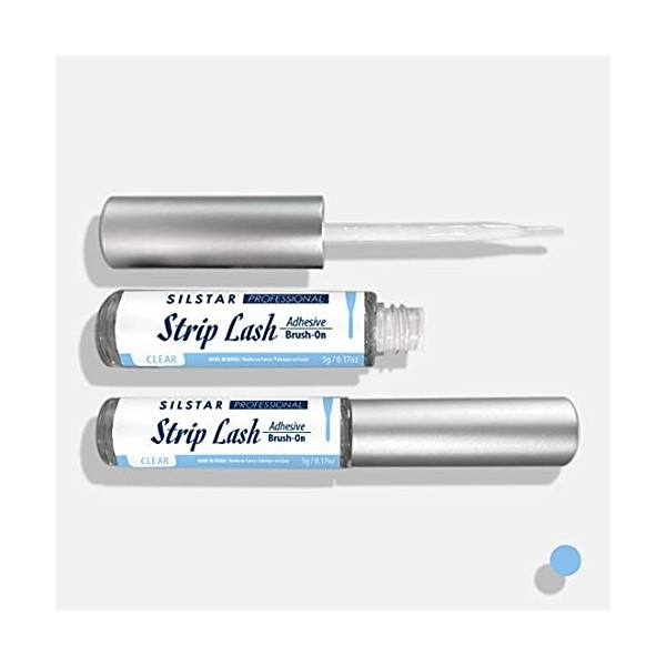 SILSTAR PROFESSIONAL Strip Lash Adhesive Brush On_Clear 5G/0.17Oz - Pour Strip False Eyelash - Sans Latex/Forte Tenue/Colle à