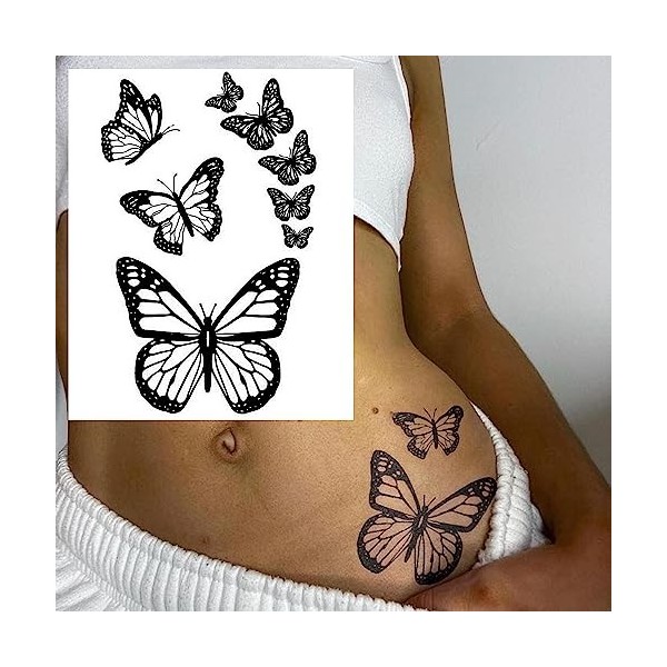 TREND ON TATS butterfly temporary tattoo, black butterfly tattoo, temporary tattoo, fake tattoos for kids, temporary, temp. t