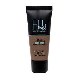 Maybelline New-York - Fond de teint Fluide Fit Me Matte & Poreless - Peaux normales à grasses - Teinte : 362 Doré Foncé - 30 