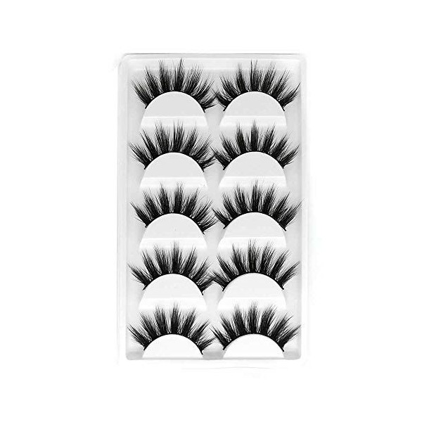 GGOKOK 3D Faux Cils Naturel, 5 Paires Fauxcil 3D Fait à la Main Faux Cils Epais Long Noir Réutilisable Faux Cils volumineux p