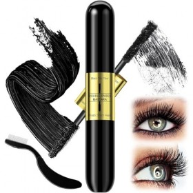 Mascara Effet Faux Cils - Double Extrémité Mascara Waterproof Noir avec Fibres Sèches,Mascara Volume Longue durée à Faux Effe