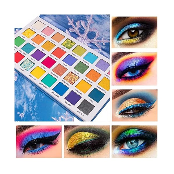 HAFNFUE Palette de fards à paupières avec 20 pinceaux de maquillage, 32 couleurs de maquillage, palette de fards à paupières,