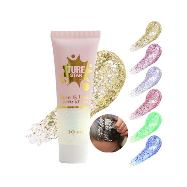 AONAT Gel Paillettes Visage,Paillettes Corps,Bombe Paillette Cheveux Et Corps,Paillettes Maquillage,Maquillage Paillettes Fem