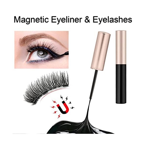 ILantule 3 Paires Faux Cils Magnétique,De Cils Magnétique Peuvent être Réutilisés,Faux Cils Magnétique Eyeliner Kit,Naturel F