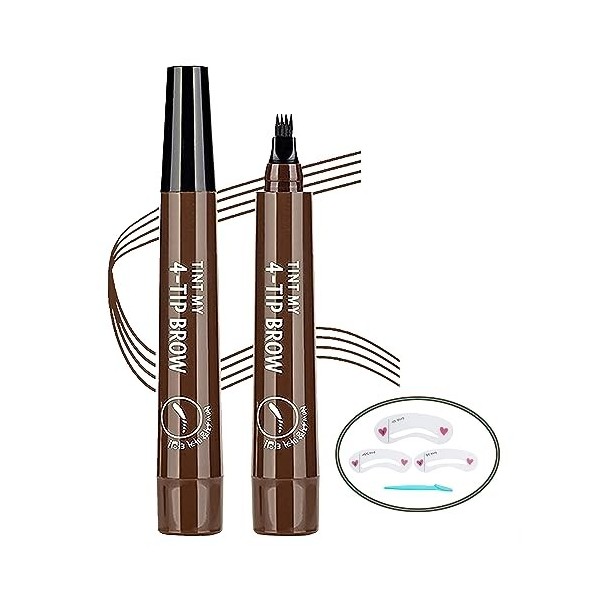 Stylo De Sourcil Microblading, 4 Points Impermeables De Sourcil 4 Maeup Naturel Professionnel Pointu Sourcils Extrite Dessin 