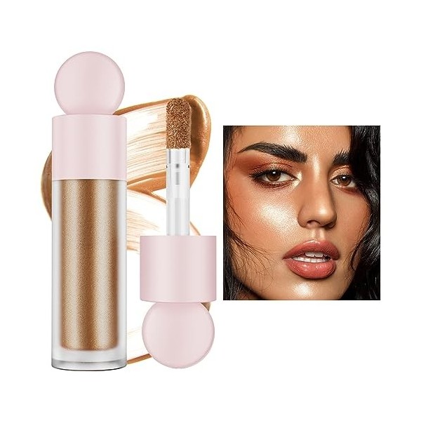 Highlighter Liquide Hydratant Brighten, Luminateur Liquide Longue Durée Smooth Shimmer, Bronzer Liquide Contour Stick Facile 