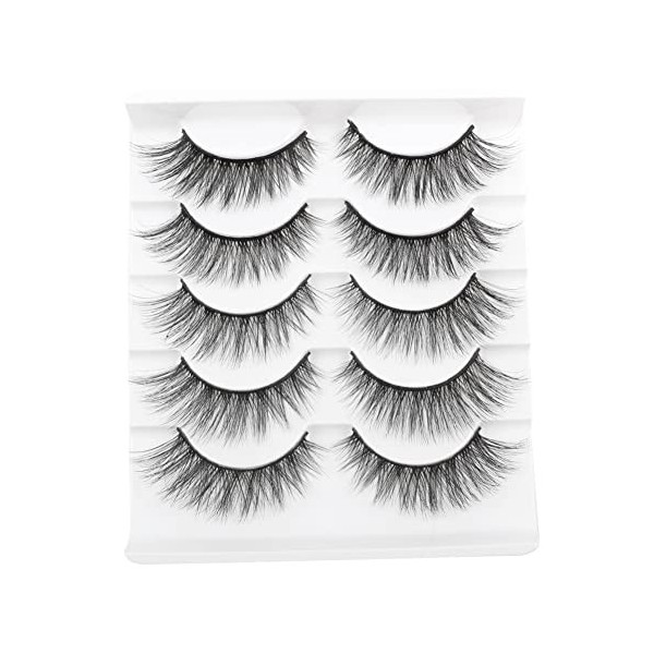 3D Faux Cils Naturels Lashes en œIl de Chat 5 Paires Réutilisables Faux Cils de Vison Faits à La Main Cat Eye Lashes Doux Fak